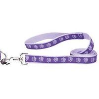 Casual Canine ZA8861 44 79 Two-Tone Pawprint Dog Lead, 4 ft L, 5/8 in W, Nylon Line, Purple
