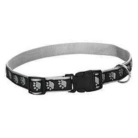 Casual Canine ZA8871 10 17 Dog Collar, 10 to 16 in L Collar, 5/8 in W Collar, Nylon, Black, Two Tone Paw Print