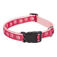 Casual Canine ZA8871 14 75 Dog Collar, 14 to 20 in L Collar, 5/8 in W Collar, Nylon, Pink, Two Tone Paw Print