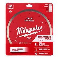 Milwaukee DIAMOND MAX 49-93-9210 Saw Blade, 10 in Dia, 5/8 in Arbor, Continuous Rim