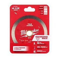 Milwaukee DIAMOND MAX 49-93-9204 Saw Blade, 4-1/2 in Dia, 7/8 in-20 mm-5/8 in Arbor, Continuous Rim