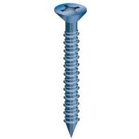 COBRA ANCHORS 620T Screw, 3/16 in Thread, 1-1/4 in L, Flat Head, Phillips, Robertson Drive, Steel, Fluorocarbon-Coated
