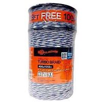 Gallagher G62148 Turbo Braid, 2-Conductor, Copper/Stainless Steel Conductor, Poly Insulation, White, 1312 ft L