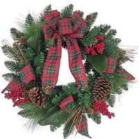 WREATH TWIGS BERRY BOWS 22IN  