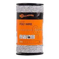 Gallagher G62004 Polywire, 2 kV, Stainless Steel Conductor, Poly Insulation, White, 656 ft L