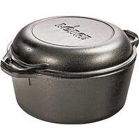 Lodge L8DD3 Pre-Seasoned Round Double Dutch Oven With Skillet Cover