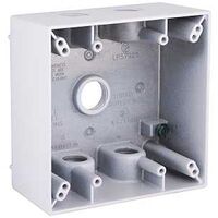 Hubbell 5337-1 Weatherproof Box, 5-Outlet, 2-Gang, Aluminum, White, Powder-Coated