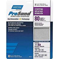 Norton ProSand 07660768163 Sanding Sheet, 11 in L, 9 in W, Coarse, 80 Grit, Aluminum Oxide Abrasive, Paper Backing