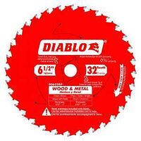 Diablo D0632GPX Circular Saw Blade, 6-1/2 in Dia, 5/8 in Arbor, 32-Teeth, TiCo Cutting Edge