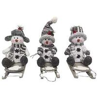 TOY PLUSH SNOWMAN ON SLED 10IN