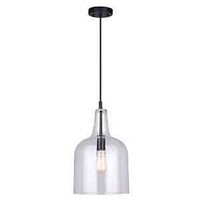 Canarm KEEVA IPL1059A01BK Pendant Light, 120 V, 60 W, 1-Lamp, Type A Lamp, Metal Fixture, Black Fixture