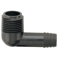 Funny Pipe 53270 Hose Elbow, 3/8 X 1/2 in, Barbed X Male, Plastic, Black