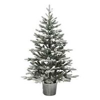 Santas Forest 33905 Snowy Spruce Potted Tree w/Light, 4 ft H, G40 Bulb, Multi/Clear Light