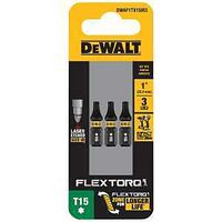 DeWALT FlexTorq DWAF1TX15IR3 Screwdriver Bit, T15 Drive, Torx Drive, 1/4 in Shank, Hex Shank, 1 in L, Steel
