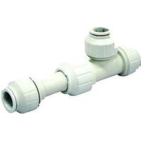 John Guest 1/2TKP Pipe Tee, 1/2 in, Push-Fit, Polyethylene, White, 80 to 160 psi Pressure