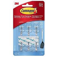 Command 17067CLR-6ES Wire Hook, 3/4 in Opening, 0.5 lb, Metal/Plastic, Clear