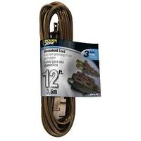 CORD EXT 16AWG 2C 12FT 13A BRN