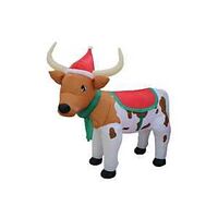 INFL LNGHRN COW W/SANTA HT 7FT