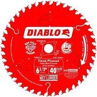 Diablo D0641A Finish Trim Saw Blade, 6-1/2 in Dia, 5/8 in Arbor, 40-Teeth