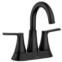 Moen Mikah 84311 Series 84311BL Bathroom Faucet, 1.2 gpm, 2-Faucet Handle, 3-Faucet Hole, Metal, Matte Black