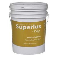 Para Superlux Series 3800-20 Interior Paint, Solvent, Water, Flat, White Tint, 5 gal, Pail