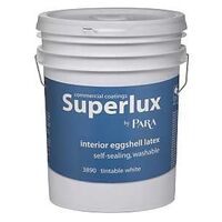 Para Superlux Series 3890-20 Interior Paint, Solvent, Water, Eggshell, White Tint, 5 gal, Pail