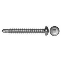 Reliable PKTZ858VP Screw, #8-18 Thread, 0.74 in L, Full Thread, Pan Head, Square Drive, Self-Drilling Point, Steel, Zinc, 100/BX