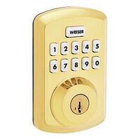 Weiser Powerbolt 3 9GED92500-001 Deadbolt, 3 Grade, Keypad Key, Zinc, Polished Brass, 1-3/8 to 1-3/4 in Thick Door