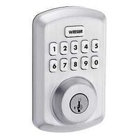 Weiser Powerbolt 3 9GED92500-003 Deadbolt, 3 Grade, Keypad Key, Zinc, Satin Chrome, 1-3/8 to 1-3/4 in Thick Door
