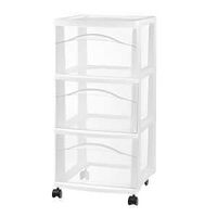 3-DRAWER CART PLSTC WHT 24.5IN
