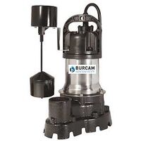 Burcam 300526 Effluent Pump, 5 A, 115 V, 0.5 hp, 1-1/2 in Outlet, 25 ft Max Head, 600 gph, Iron