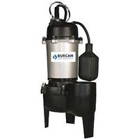 Burcam 400504Z Sewage Pump, 5.5/11 A, 115 V, 0.5 hp, 2 in Outlet, 10 ft Max Head, 3060 gph, Iron