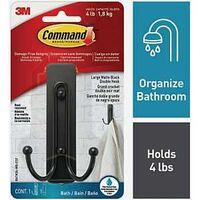 BATH HOOK DBL MATTE BLK LARGE 