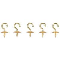 CUP HOOK SOLID BRASS 1/2IN 5PC