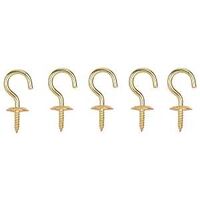 CUP HOOK SOLID BRASS 3/4IN 5PC