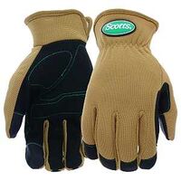 Scotts SC86111-M Multi-Purpose Palm Protection Work Gloves, Men's, M, Reinforced Thumb, Shirred Elastic Cuff, Brown