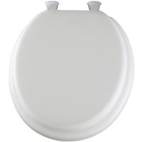 White 2 Pack ROUND Padded with Wood Core MAYFAIR 13CP 000 Soft Toilet Seat with Chrome Hinges 