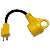 US Hardware RV-801B Adapter, 30 A Female, 15 A Male, 125 V, Male Plug, Female, 12 AWG Cable