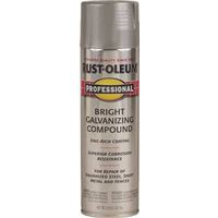 Rust-Oleum Professional Galvanizing Compound Spray Paint, 20 oz, 10 - 12 sq-ft/can, Bright Gray, Solvent Like, Liquid