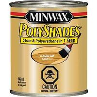 Minwax PolyShades 337034444 Stain and Polyurethane, Satin, Liquid, Classic Oak, 946 mL, Can