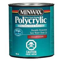 Minwax Polycrylic 320034444 Protective Finish, Gloss, Liquid, Clear, 1 qt, Can
