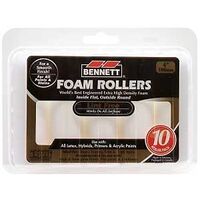 BENNETT 10X4 RND FM Paint Roller Refill, 10 mm Thick Nap, 100 mm L, Foam Cover
