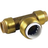 SharkBite UIP371A Transition Pipe Tee, 3/4 in, Push-to-Connect, DZR Brass, 200 psi Pressure
