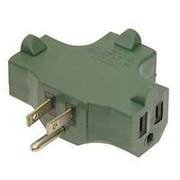 BLOCK WALL PLUG 3-OUTLET GREEN