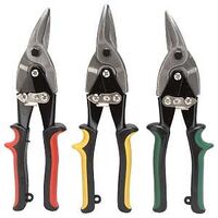 Vulcan NTS03 Aviation Snips Set, 10-1/8 in OAL, Left/Right/Straight Cut, Carbon Steel Blade, Cushion Grip Handle