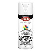 Krylon COLORmaxx K05548007 Spray Paint, Flat, White, 12 oz, Aerosol Can