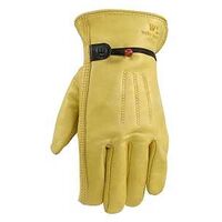 Wells Lamont 1132XL Adjustable Work Gloves, Men's, XL, Keystone Thumb, Cowhide Leather, Gold/Yellow