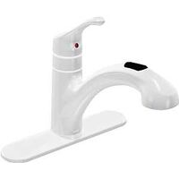 Moen Renzo Glacier CA87316W Kitchen Faucet, 1.5 gpm, 1-Faucet Handle, Stainless Steel, Glacier, Deck Mounting