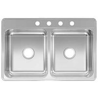 SINK DOUBLE BOWL SS 33X22X6IN 