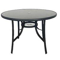 Seasonal Trends Table, Round, Steel, with Black Glass, 40 in